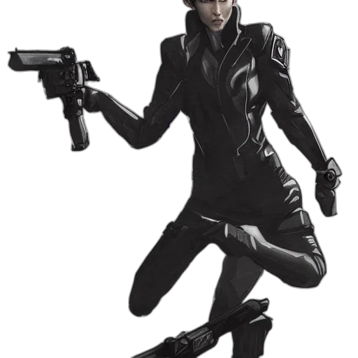weapon, jacket, robot, staff transparent PNG cut-out