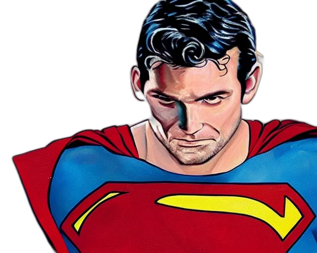 comic book art, oil, painting, superman transparent PNG cut-out