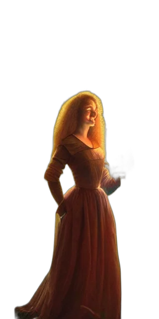 dress, staff, hair, crown transparent PNG cut-out