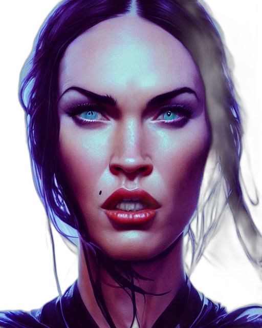 face, cyberpunk, comic book art, photorealistic transparent PNG cut-out