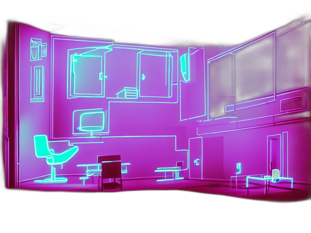 furniture, 3d render, vaporwave, concept art transparent PNG cut-out