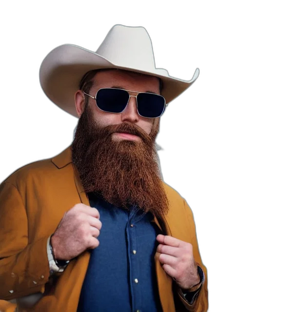 jacket, hat, hair, photorealistic transparent PNG cut-out