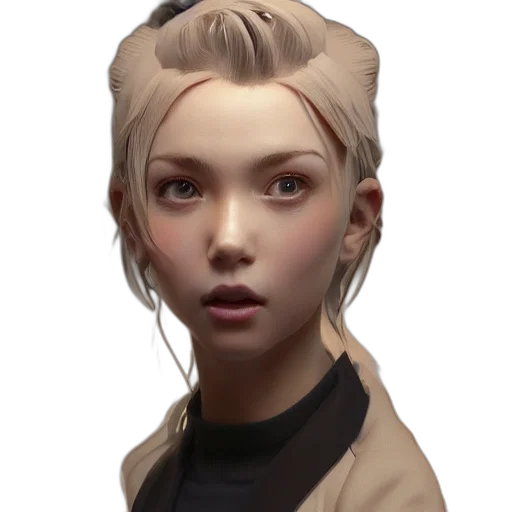face, jacket, hair, staff transparent PNG cut-out