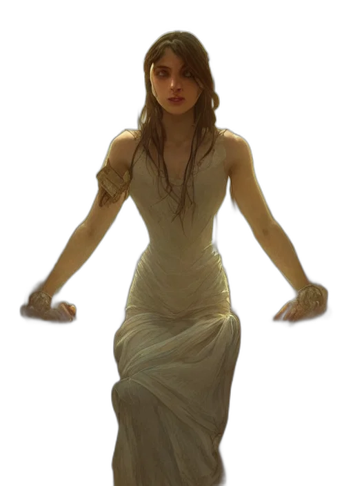 dress, staff, creature, jewelry transparent PNG cut-out
