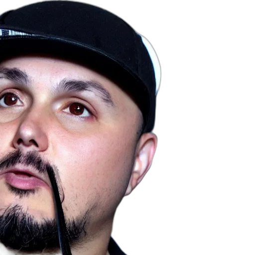 face, staff, hat, photorealistic transparent PNG cut-out