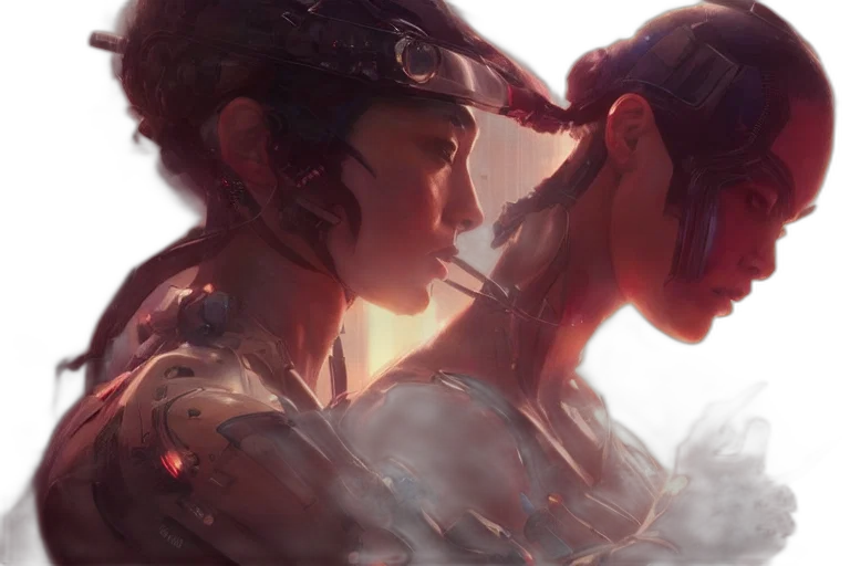 concept art, fantasy art, cyberpunk, photorealistic transparent PNG cut-out