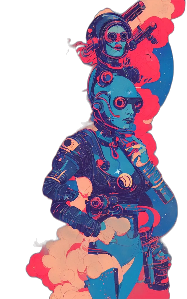 robot, staff, face, weapon transparent PNG cut-out