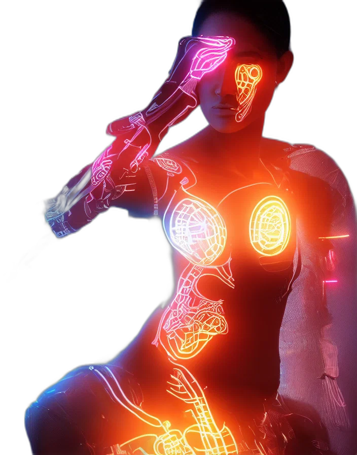robot, jewelry, dress, staff transparent PNG cut-out