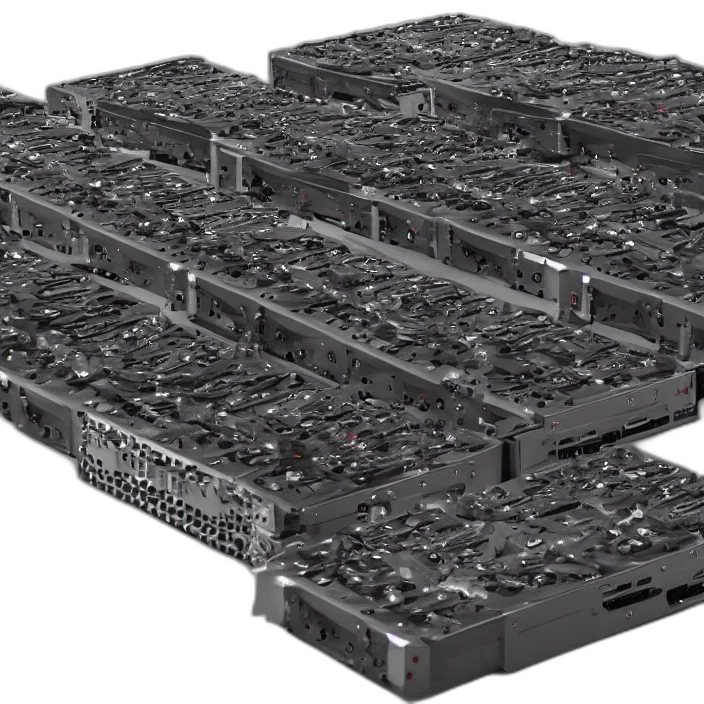 3d render, cluster, gpus, highly transparent PNG cut-out