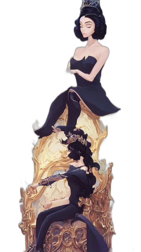 dress, crown, staff, dragon transparent PNG cut-out