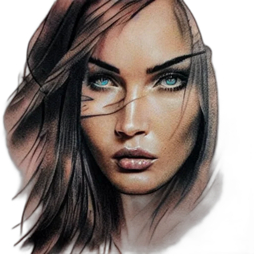 face, hair, jewelry, photorealistic transparent PNG cut-out