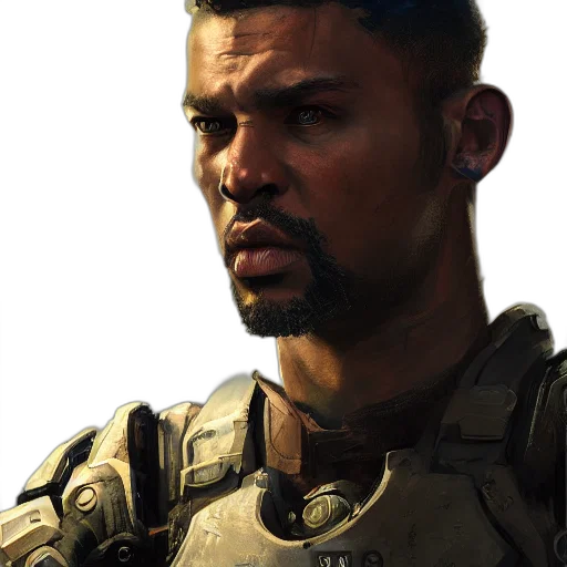 face, weapon, concept art, photorealistic transparent PNG cut-out