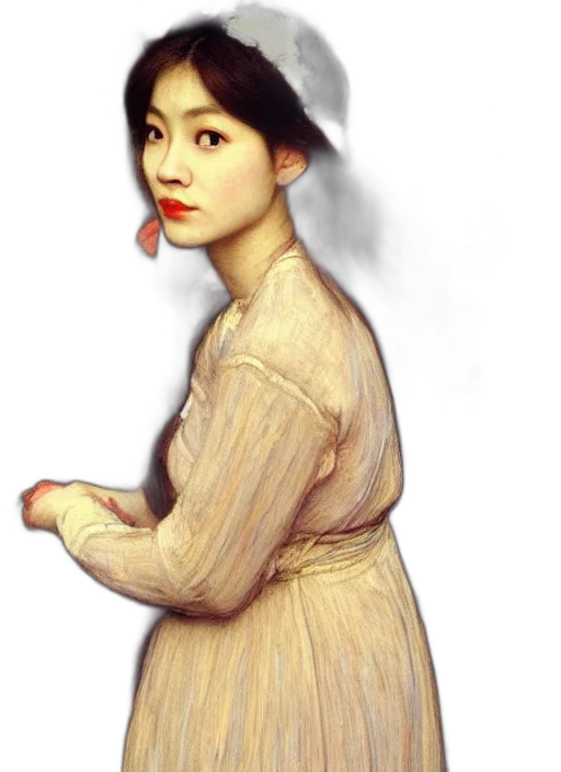 dress, face, staff, hat transparent PNG cut-out