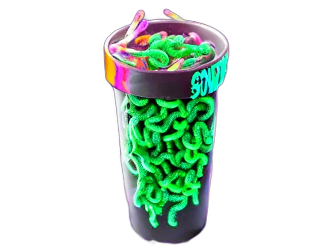 food, bottle, 3d render, vaporwave transparent PNG cut-out