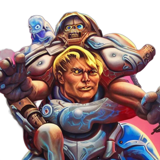 face, robot, staff, weapon transparent PNG cut-out