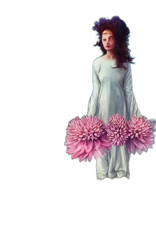 dress, flower, concept art, 3d render transparent PNG cut-out
