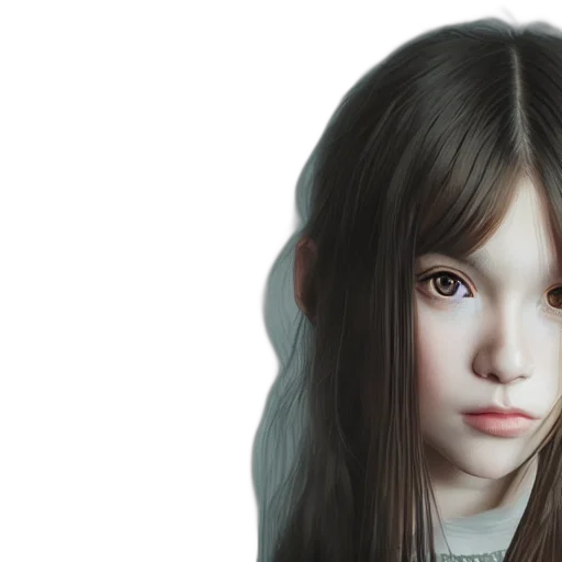 hair, face, photorealistic, 3d render transparent PNG cut-out