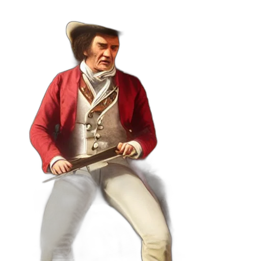 jacket, staff, hat, weapon transparent PNG cut-out