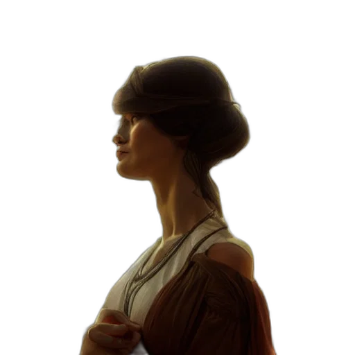 dress, face, hat, staff transparent PNG cut-out