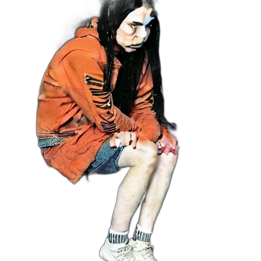 jacket, hair, face, creature transparent PNG cut-out