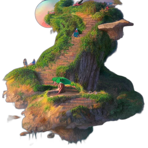 tree, staff, concept art, 3d render transparent PNG cut-out