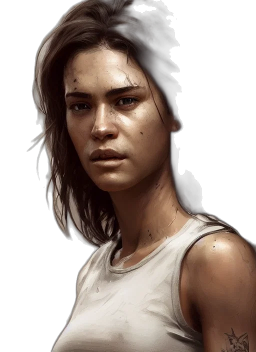 face, weapon, hair, photorealistic transparent PNG cut-out