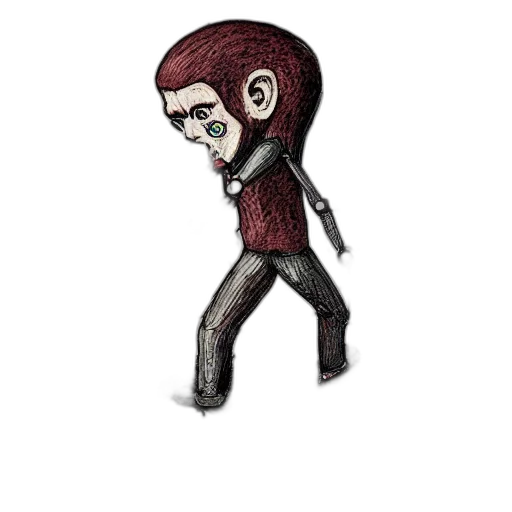 jacket, staff, creature, mask transparent PNG cut-out