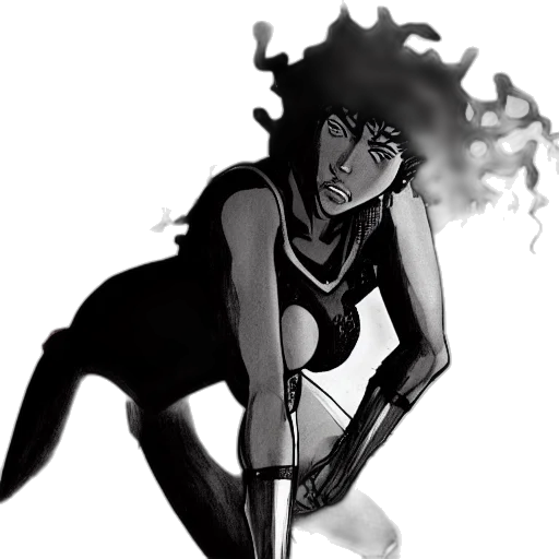 creature, staff, dress, hair transparent PNG cut-out
