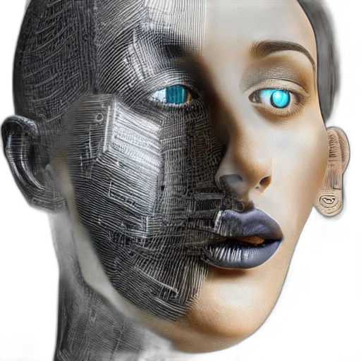 robot, face, mask, cyberpunk transparent PNG cut-out