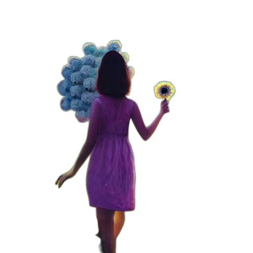 dress, umbrella, staff, hair transparent PNG cut-out