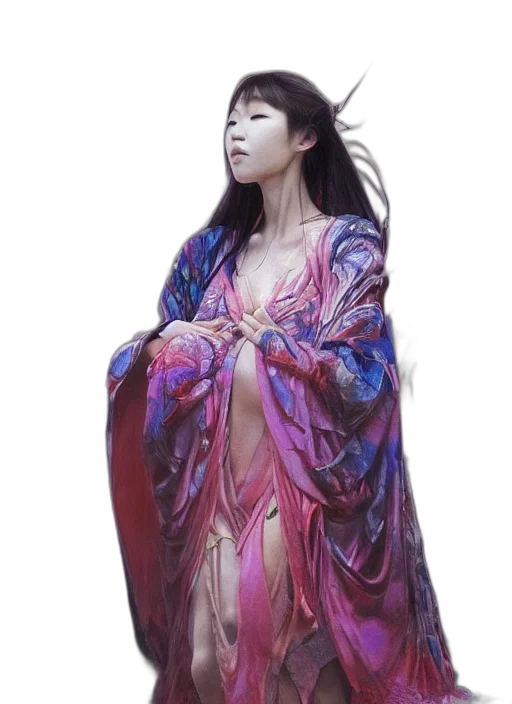 dress, vaporwave, photorealistic, oil painting transparent PNG cut-out