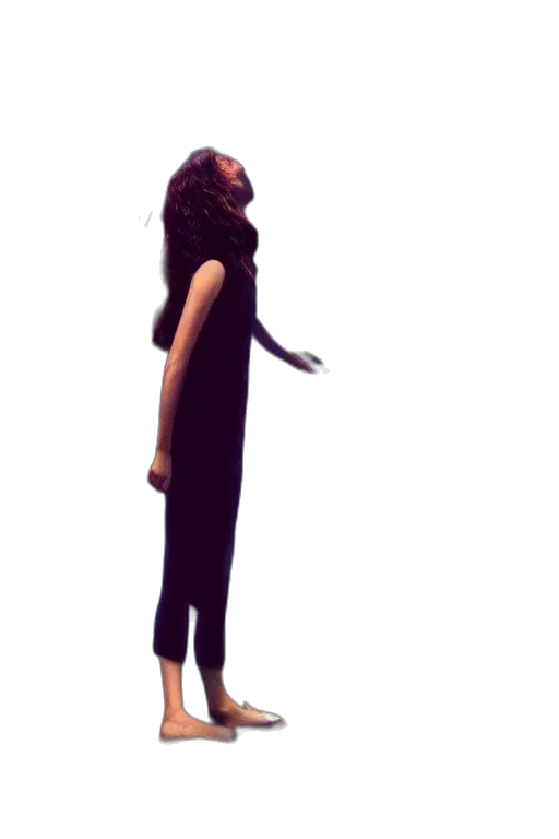 dress, staff, creature, hair transparent PNG cut-out