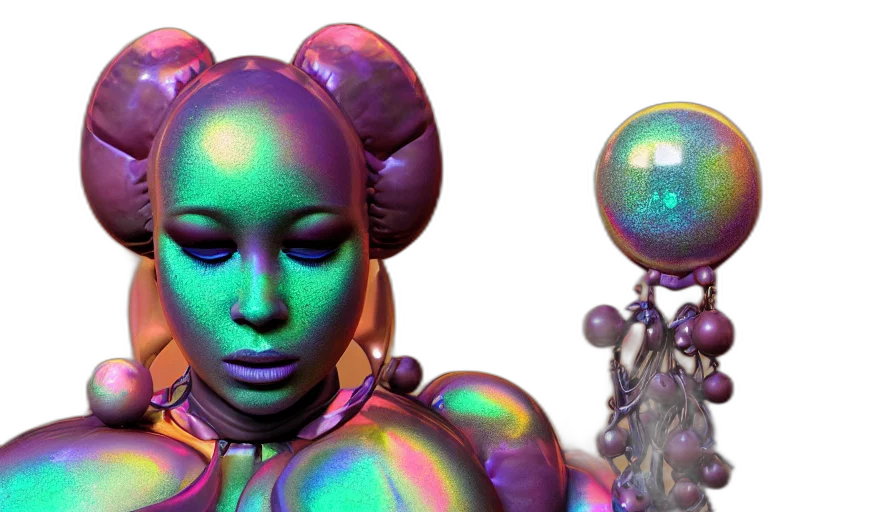 robot, 3d render, cyberpunk, concept art transparent PNG cut-out