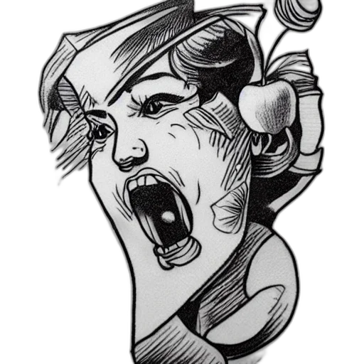 face, staff, mask, comic book art transparent PNG cut-out
