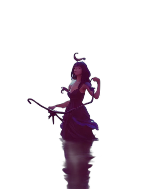 dress, creature, dragon, staff transparent PNG cut-out