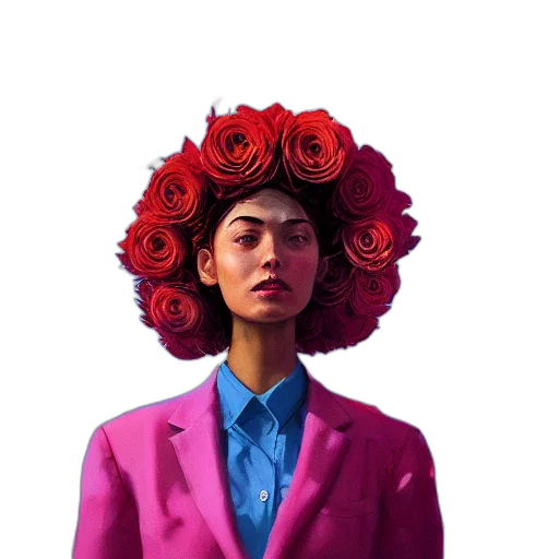 jacket, face, flower, crown transparent PNG cut-out