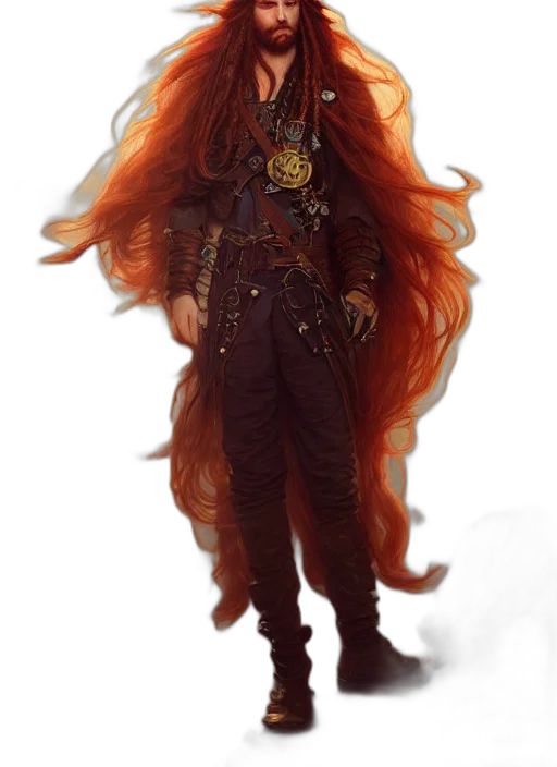 hair, jacket, staff, dragon transparent PNG cut-out