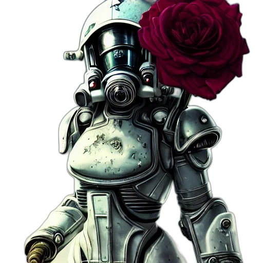 robot, flower, concept art, comic book art transparent PNG cut-out