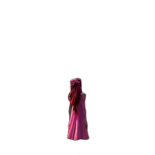 dress, creature, hair, staff transparent PNG cut-out