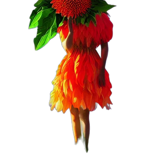 flower, dress, crown, staff transparent PNG cut-out