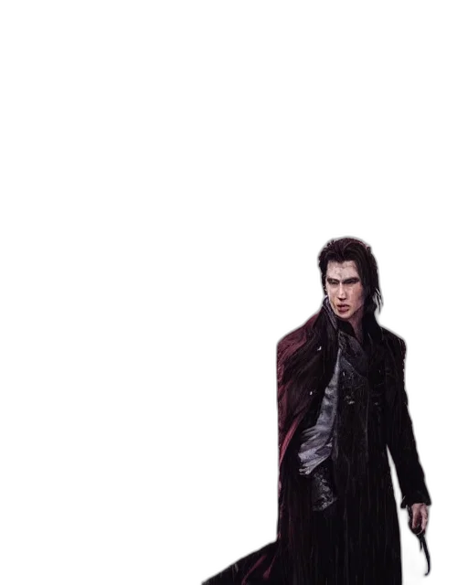 jacket, creature, staff, weapon transparent PNG cut-out