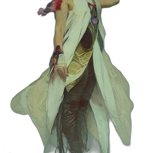 dress, dragon, staff, creature transparent PNG cut-out