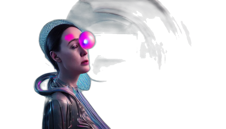 robot, cyberpunk, concept art, vaporwave transparent PNG cut-out