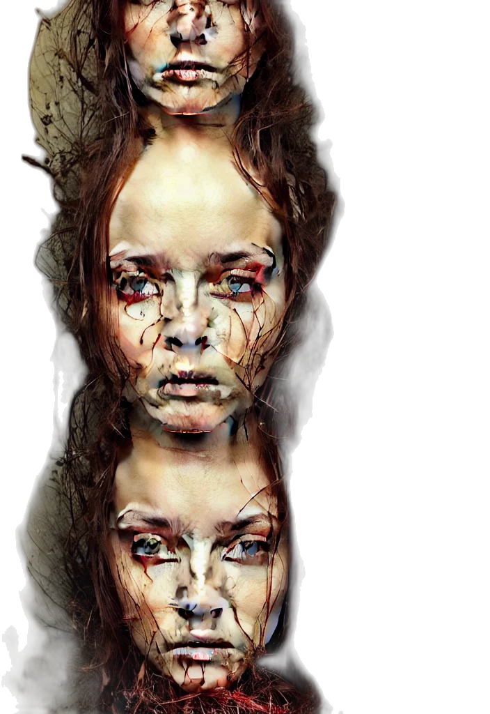 face, mask, hair, photorealistic transparent PNG cut-out