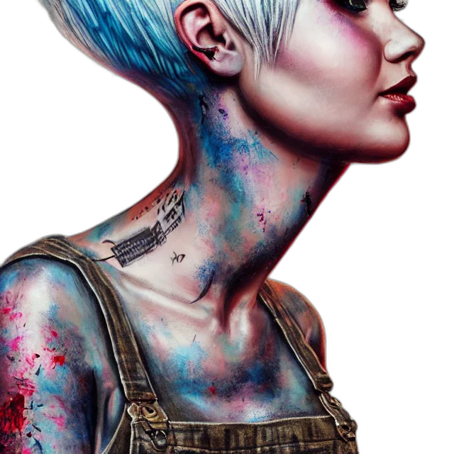 jewelry, face, cyberpunk, photorealistic transparent PNG cut-out