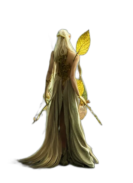 dragon, dress, staff, creature transparent PNG cut-out