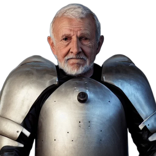 robot, jacket, sword, staff transparent PNG cut-out