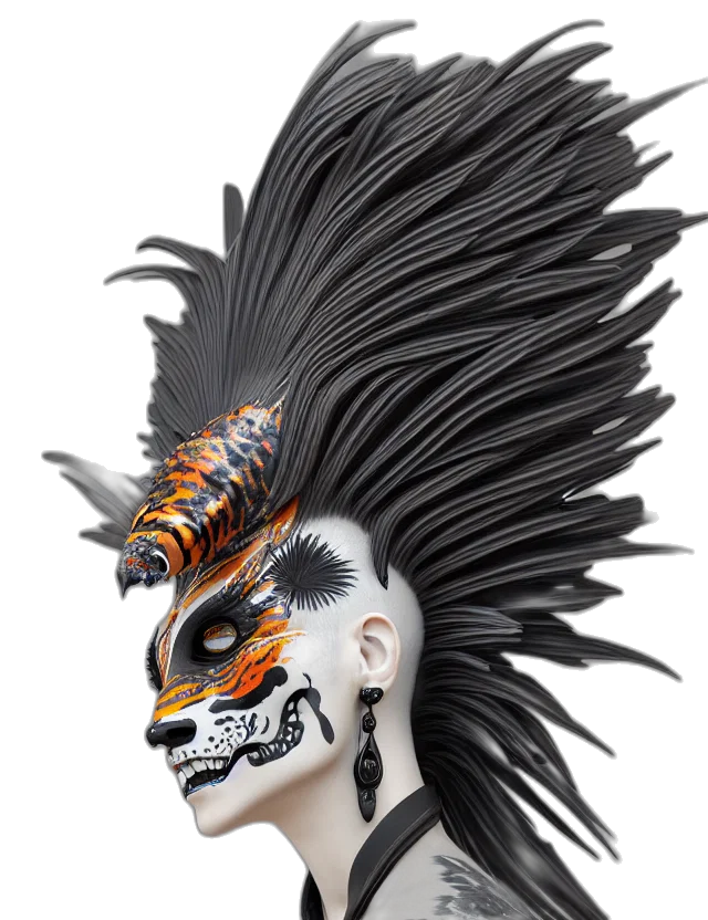 mask, hair, creature, face transparent PNG cut-out