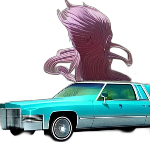 car, creature, animal, vaporwave transparent PNG cut-out