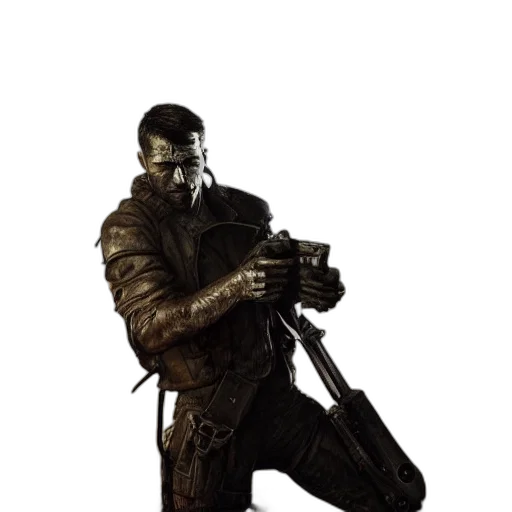 weapon, staff, jacket, mask transparent PNG cut-out
